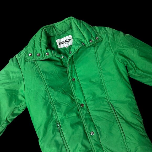Sunshine Jackets & Blazers - Vintage Green Puffer Coat Down Jacket 1970s Sunshine Tarp Unisex Taiwan X-Small